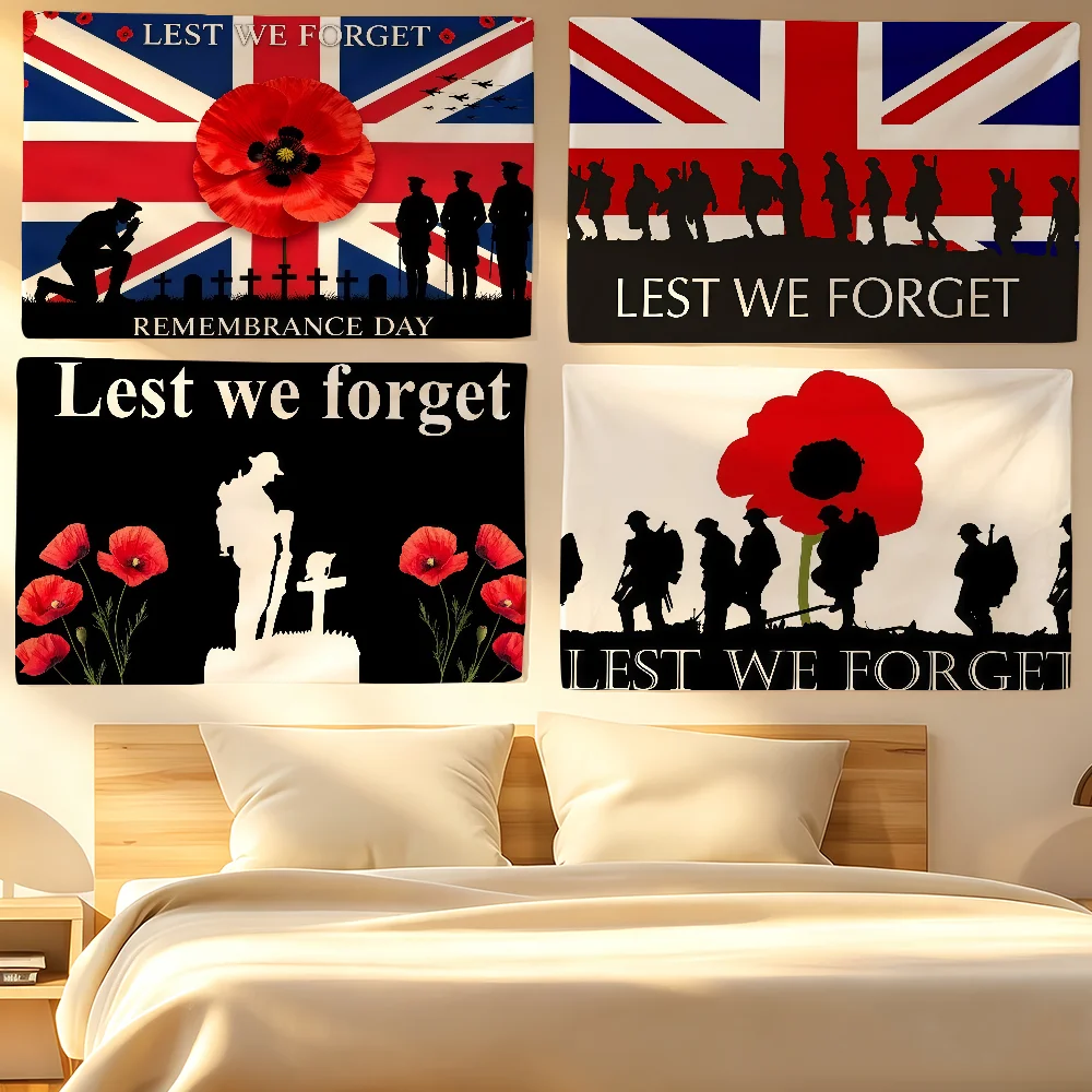 Lest We Forget Flag For Sports Matches  Games Parade Rally Holiday Festival Backyard Balcony Club Bar Decor