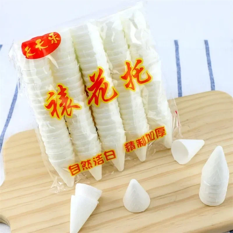 90pcs Rice Cake Decorating Care Rose Flower Piping Care Dessert Decor Sticks Cone Holder Cake Piping Rod Silk Flower Tool