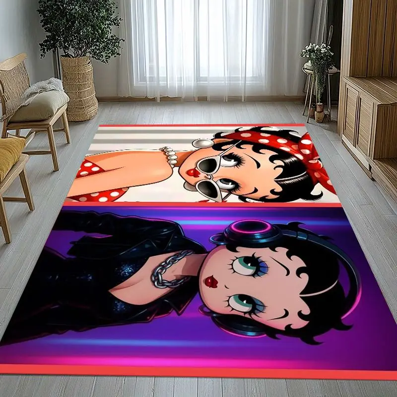 3D B-Betty Girl B-Boop Cartoon Area Rug,Soft Non-Slip Carpet Mat for Living Room Bedroom Kids Playroom,Sofa Floor Rug,Home Decor