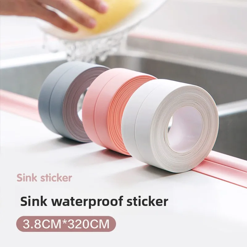 شريط مقاوم للعفن للحوض وغسالة الأطباق والكونترتوب؛ شريط عازل بحافة مقاوم للماء، شريط توسيع وسميك، شريط تماس المطبخ