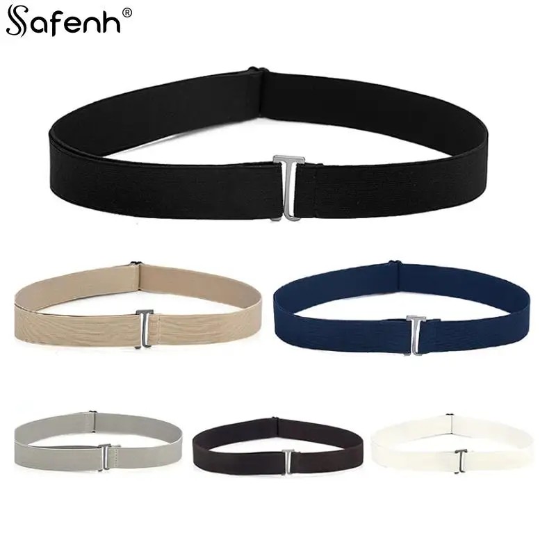 New Waistband Women Invisible Belt Buckle Plastic Comfortable Elastic Belt For Women Men Adjustable No Show Web Belt For Jeans