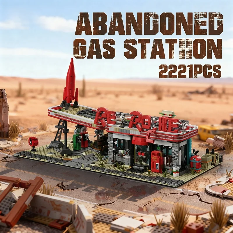 ตัวต่อโมดูลาร์ ร้านน้ำมันร้าง ภาพยนตร์ เกม สถาปัตยกรรมเมือง บ้านวันสิ้นโลก ชุดประกอบสำหรับผู้ใหญ่และเด็ก ของขวัญ 2221 ชิ้น