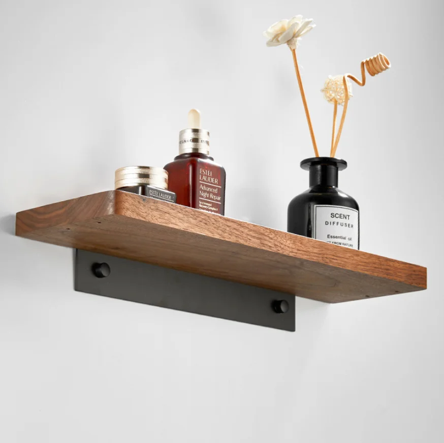 Bathroom Walnut rack the wall hanging storage shelf wood storage shelf