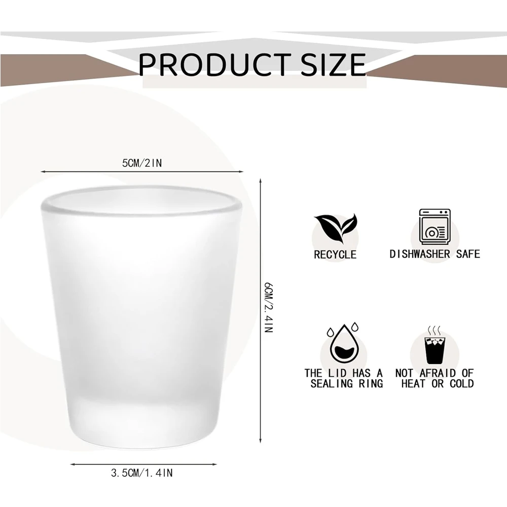 Sublimation Shot Glasses Cups with Heavy Base Sublimation Blanks Cute Shot Glass Tumbler Bulk for Heat Press, Wedding, Party