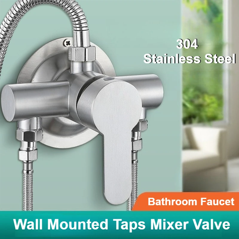 

Wall Mounted Bathroom Faucets 304 Stainless Steel Shower Mixer Tap Single Handle Shower Faucets Hot and Cold Water Mixer Valve