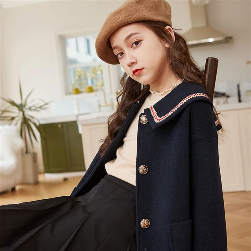 Girls Kids Coat Jacket Cotton Woolen 2022 Warm Plus Thicken Velvet Winter Overcoat  Children\'s Clothing