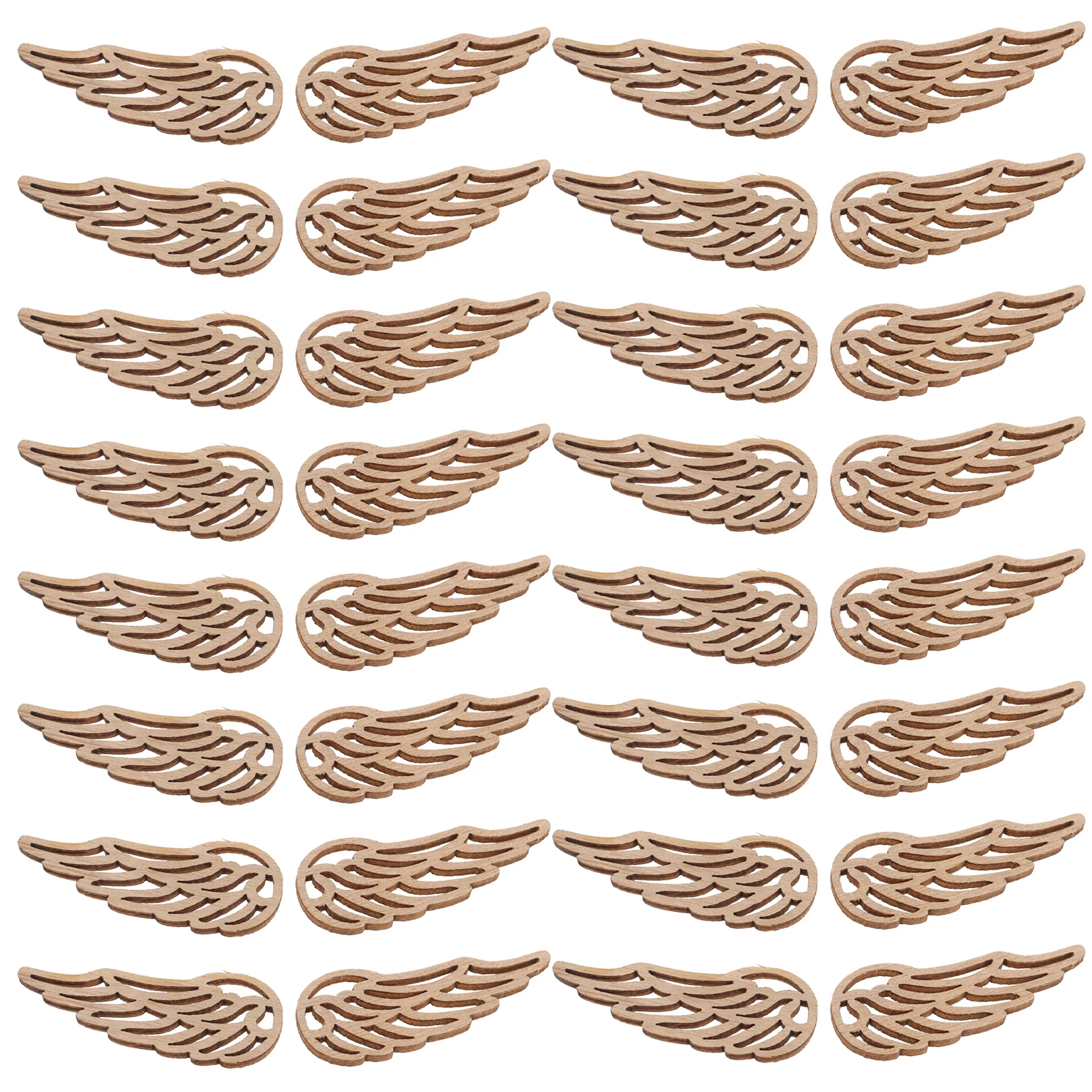 

50pcs Wood Slices Light Wing Shape Diy Ornaments Craft Supplies Home Decor Wooden Cutouts Safe Material