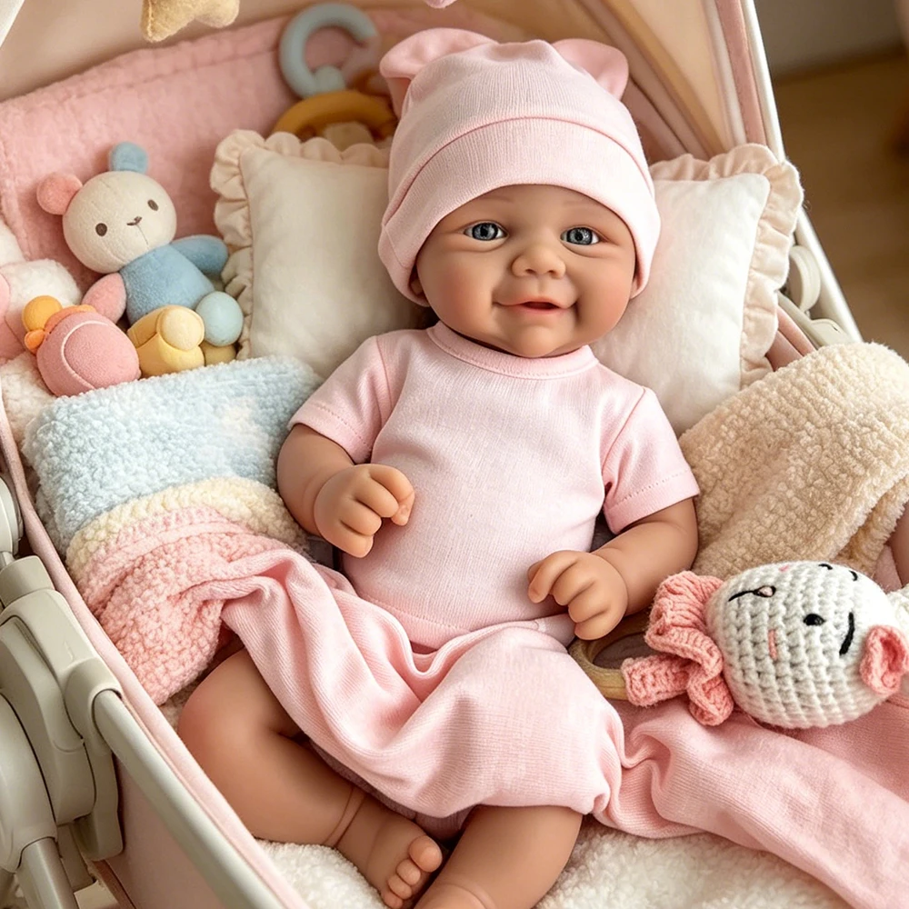 

43cm Dark Skin Vivienne Full Body Silicone Reborn Baby Girl/Boy Realistic Adorable Visible Veins Doll for Christmas Gift