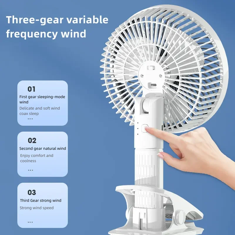 Imagem -02 - Montagem na Parede Multi-funcional Clamp Fan Ventilador Portátil de Mão Vento Forte Engrenagens Desktop