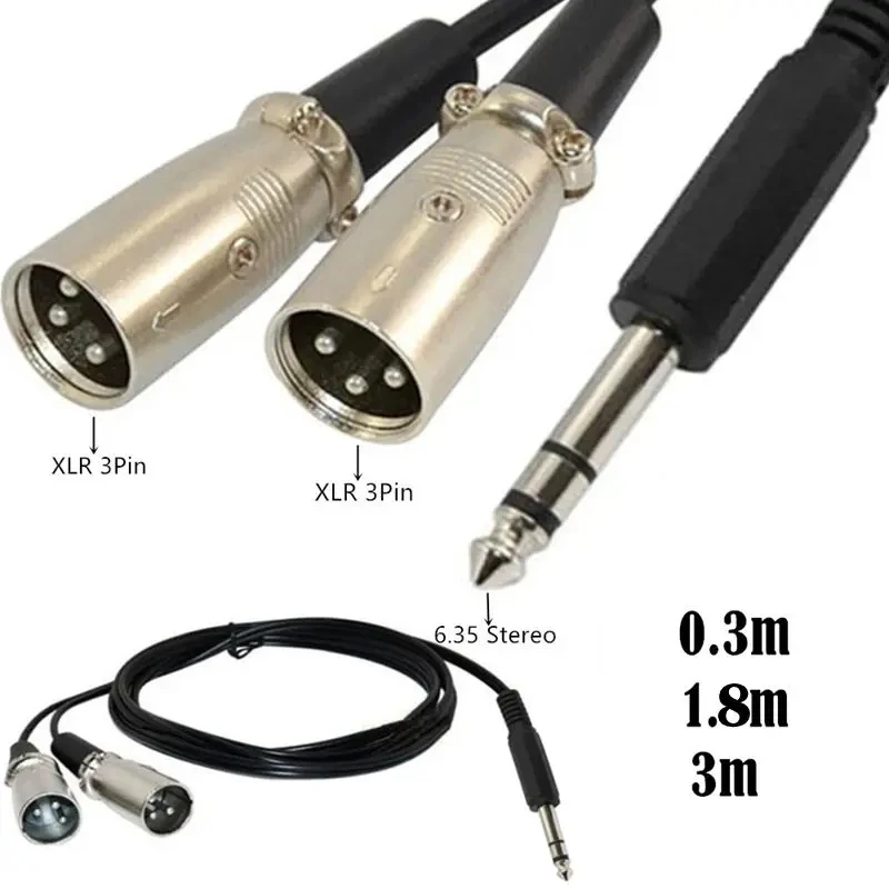 6.35mm To Dual XLR Male And Female, TRS 1/2 Audio Cable, Large Three Core Sound Card With 2XLR Power Amplifier Connection Cable