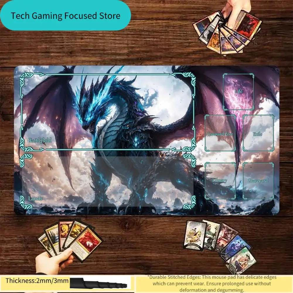 Demon Dragon and Angel White Horse MTG Playmat Magic Card Battle Mat Gathering Gaming Mats Tapete Magic MTG Card Pad