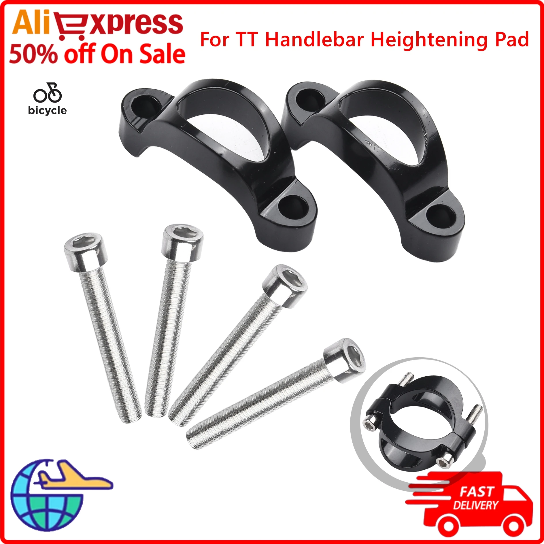 Aluminum Alloy Spacer For TT Handlebar Heightening Pad 31 8mm Diameter Superimposed Height Black Heightening Screws