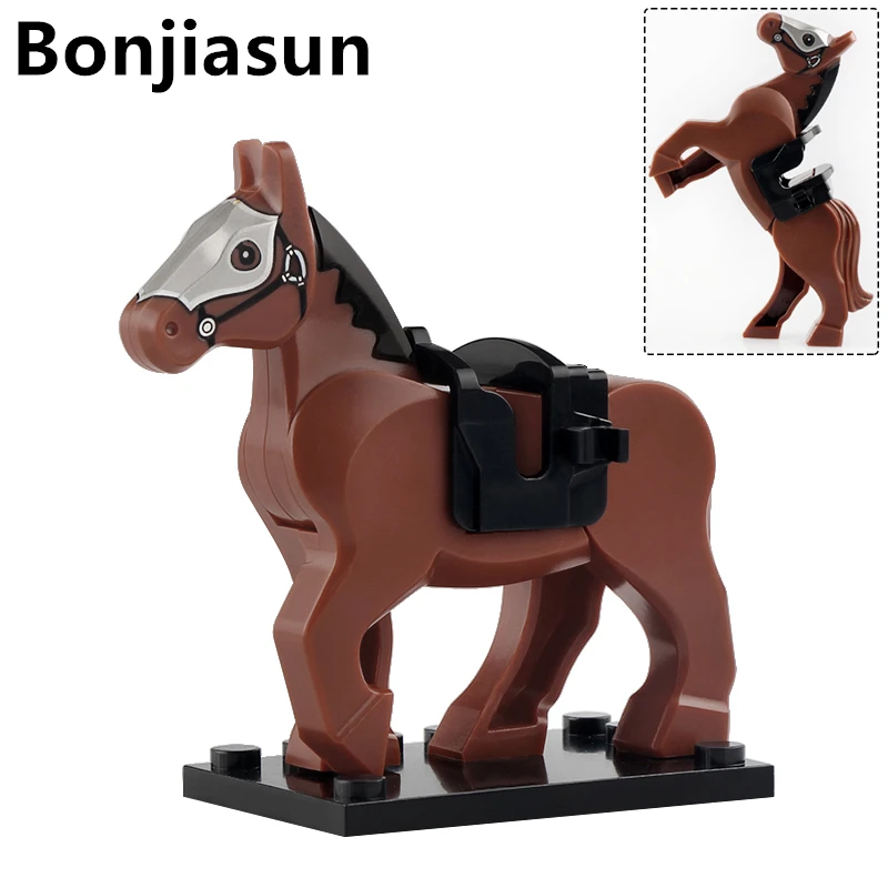 Caballo de guerra militar Medieval, bloques de construcción, Mini figuras de acción antiguas, accesorios, juguete para niños, regalo XP1011-XP1016