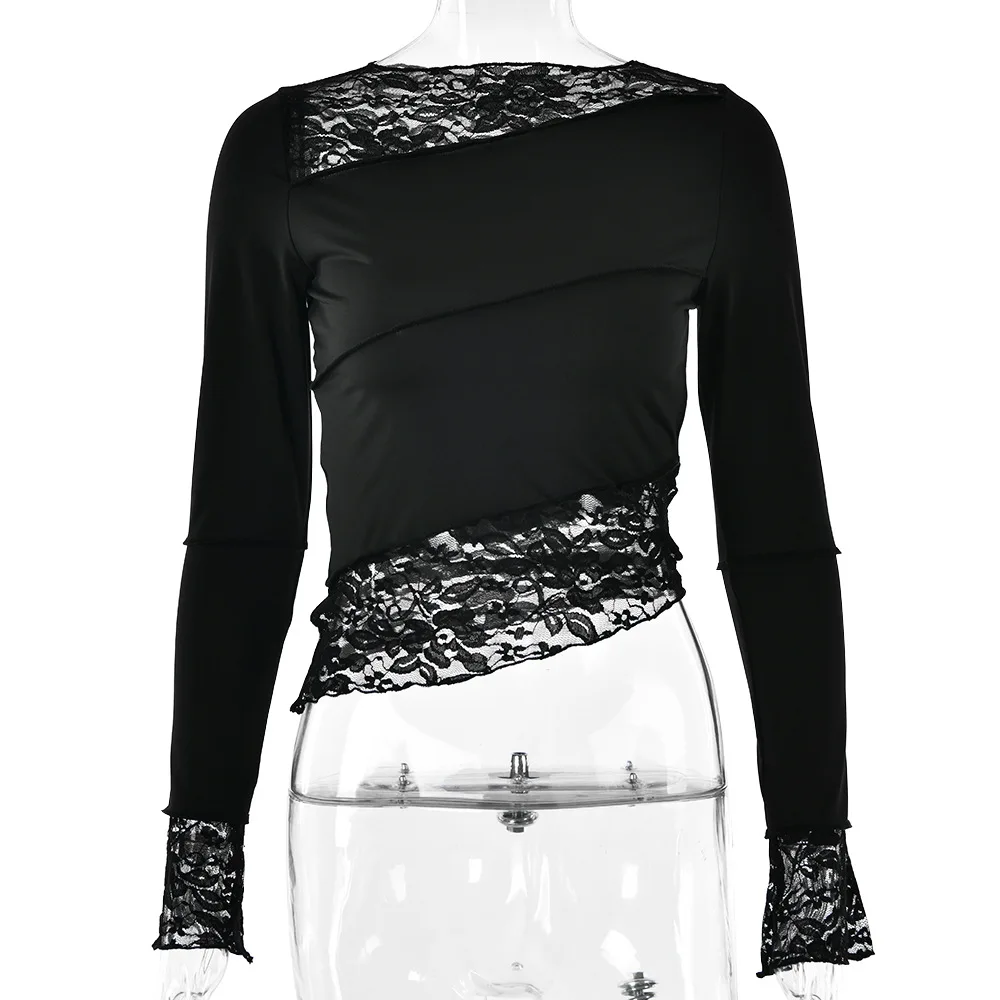 تي شيرت Amazon Wish2025 صيفي جديد للنساء، عصري ومثير بقصة ضيقة وأكمام طويلة ورقبة دائرية #5