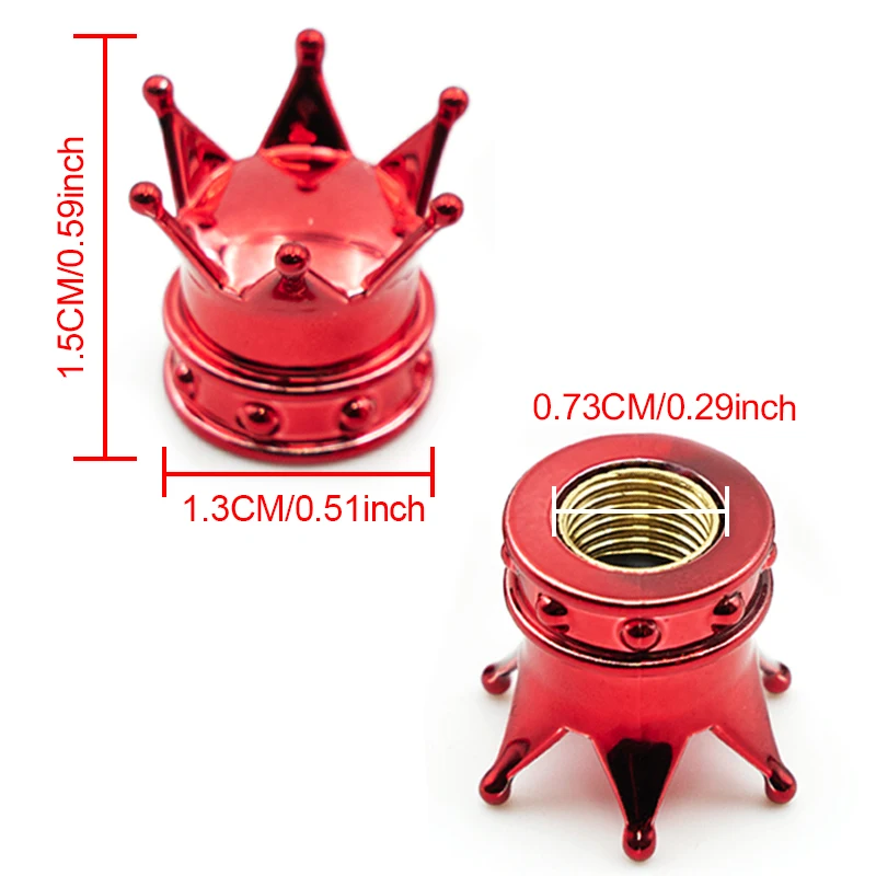 Universal Crown 4 PCS Car Wheel Tire Valve Caps Tyre Rim Stem Covers Airdust For Car Accessories Motorcycle Decoration 2024