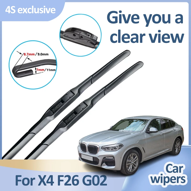 

For BMW X4 F26 G02 2014~2018 2015 2016 2017 Auto Durable Front Wiper Blades Windscreen Window Car Glasses Rubber Car Accessories