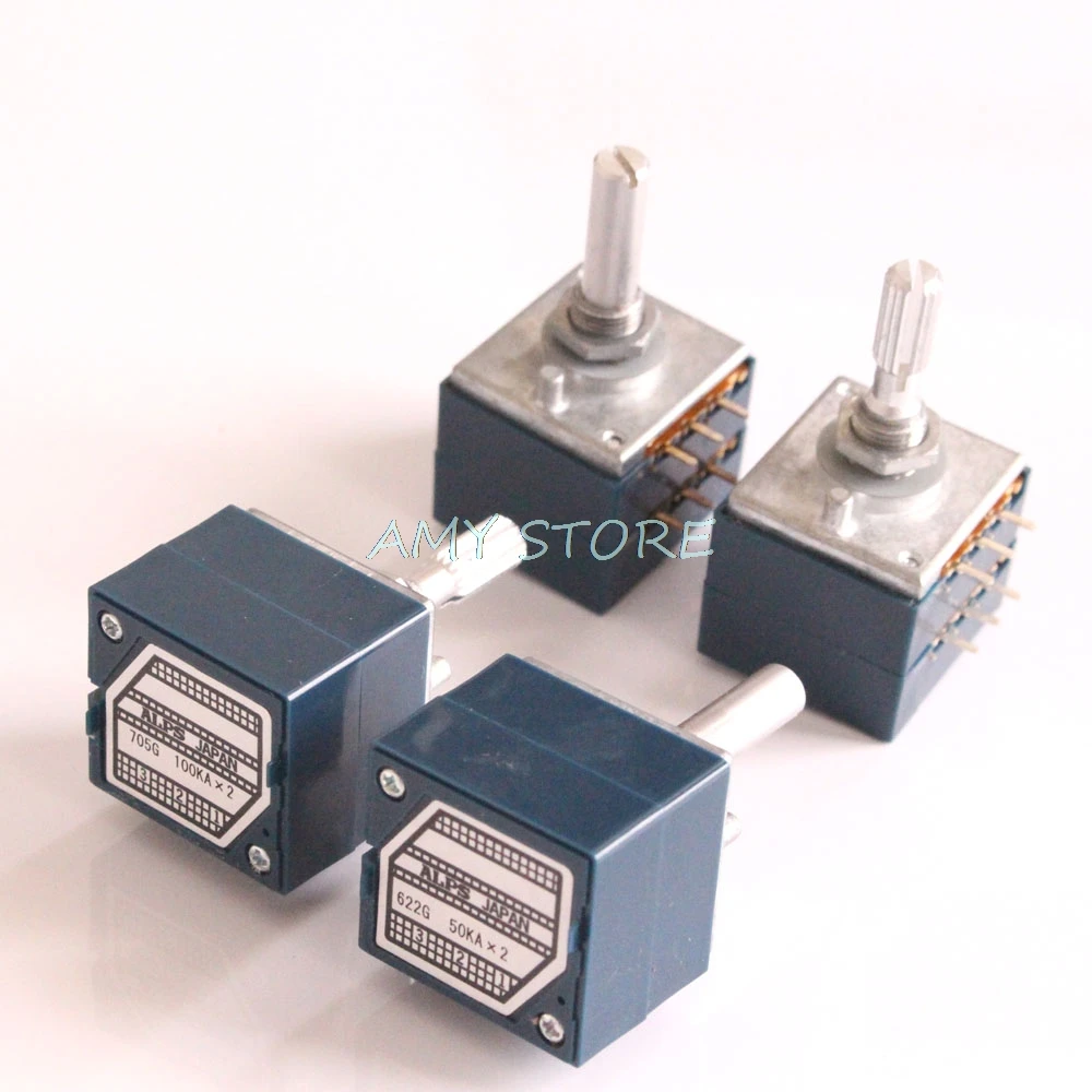 1Pc RK27 6Pins Carbon Film Enthusiasten Japan ALPS 10KA 20KA 50KA 100KA 250KA Doppelte Volumen Potentiometer Rändel Runde welle