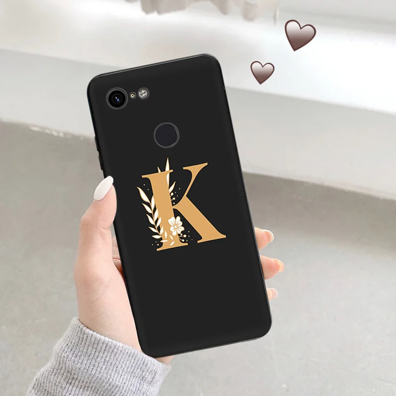 Matte Phone Case for Pixel 8 8a 7 7a 6 6a Moto Edge 20 30 40 Pro OneFusion G200 A-L Golden Flower Letters Soft Black Cover