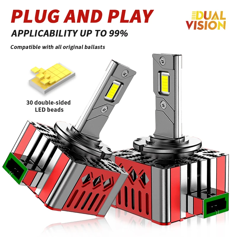 

Dualvision 2 шт. D1S D3S светодиодные фары 150 Вт 60000LM ксеноновые лампы 6000K супер яркие 30 шт. 9570 CSP светодиодные автомобильные лампы 12 В 24 В Plug&Play