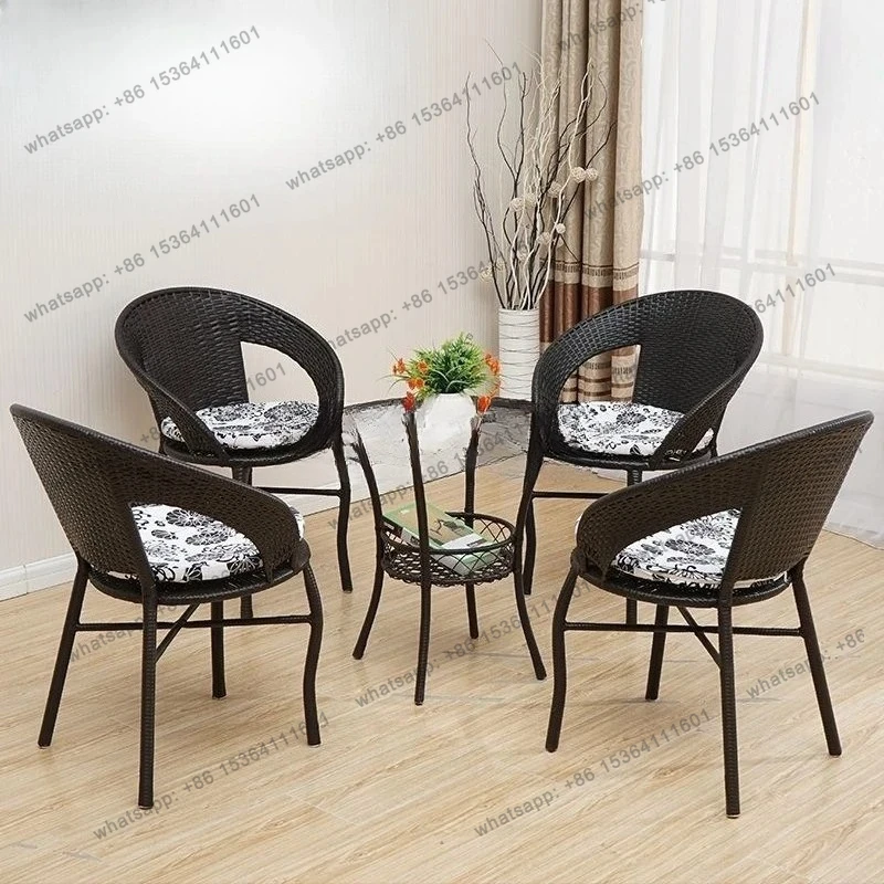 leisure balcony small coffee table bedroom simple rattan storage small round table tempered glass small tea table
