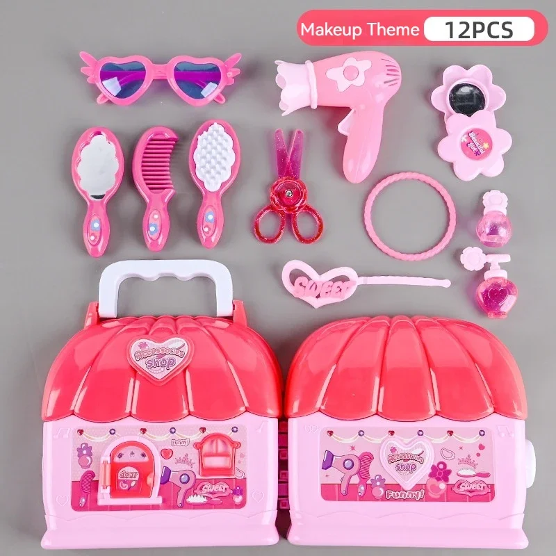 Suitcase Play House Simulation Toy para Crianças, Fruit Maintenance Tool, Boy and Girl Makeup Toy, Natal e presente de aniversário