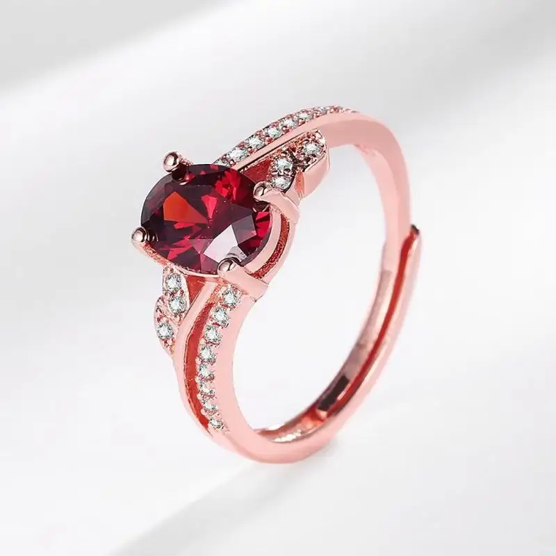 Fashion Geometric Cross Ring With Ruby Zircon Accessories For Women Wedding Promise Party Gift Finger Rings