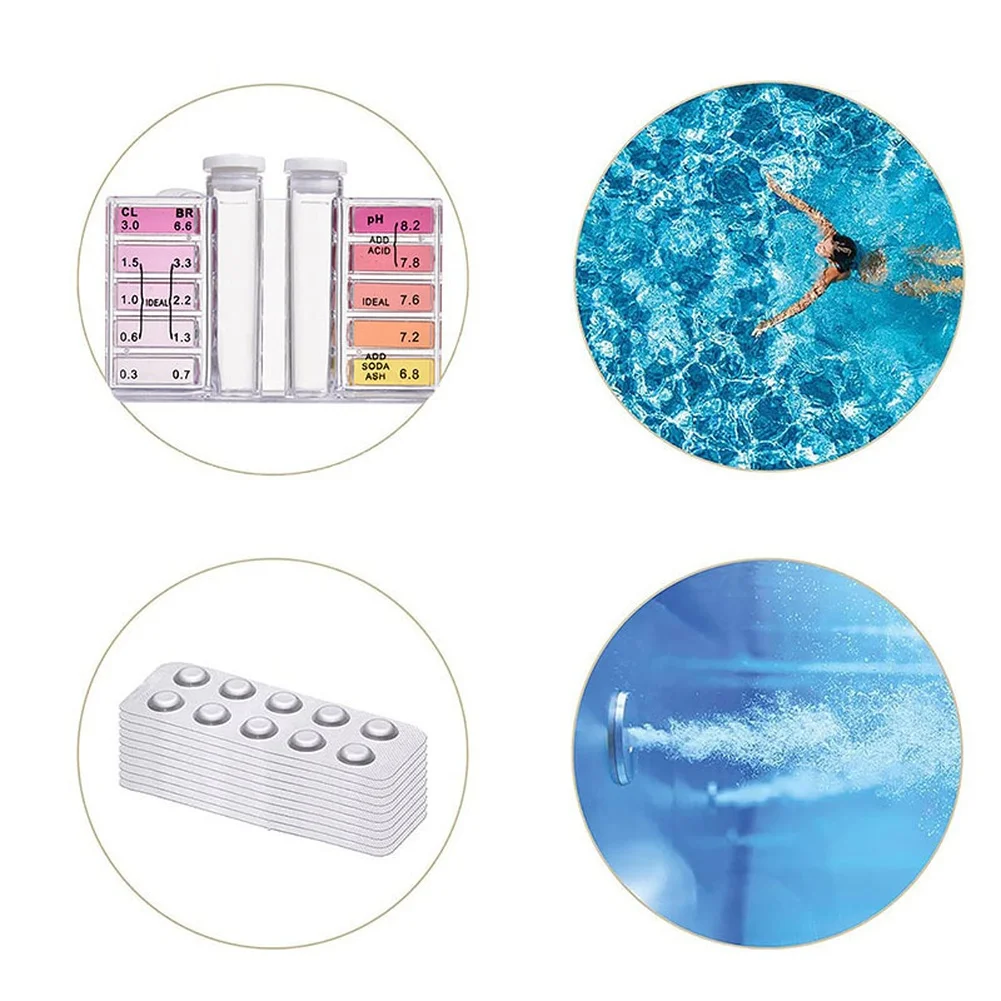 Water Quality Test Swimming Pool Analyzer Ph Test Strips Easy Maintenance Phenol Red Tablets Premium Tester Included