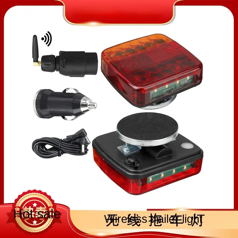 20LED wireless trailer trailer taillight signal lamp 12V rechargeable rounded square red and yellow cover Eurocode