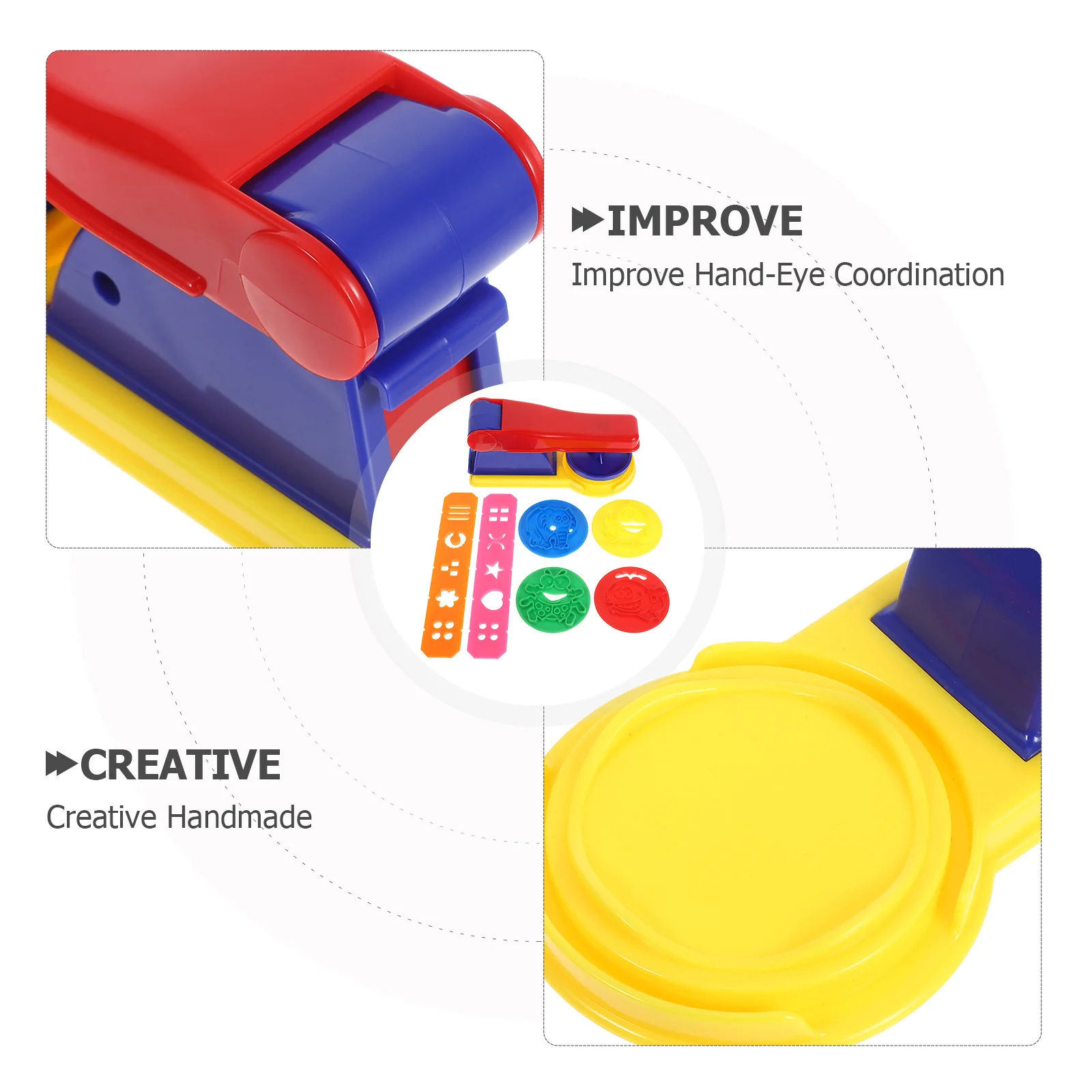 مجموعة واحدة من أدوات صب الطين للأطفال الصغار أدوات بوليمر كلاي ملونة بما في ذلك أشكال المعكرونة وقوالب ضغط كوكي الحيوانية