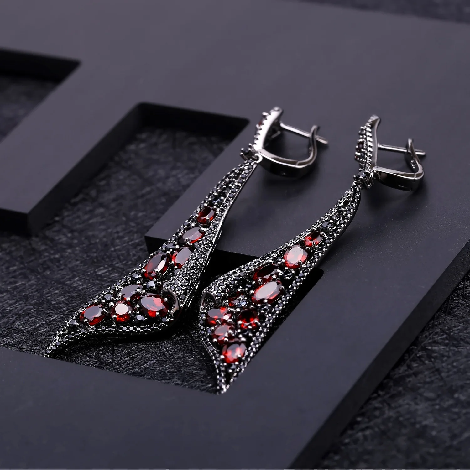 S925 Silver Natural Peridot Garnet Earrings, Colorful Gemstone Dangle Luxury Statement Jewelry Gift for Women