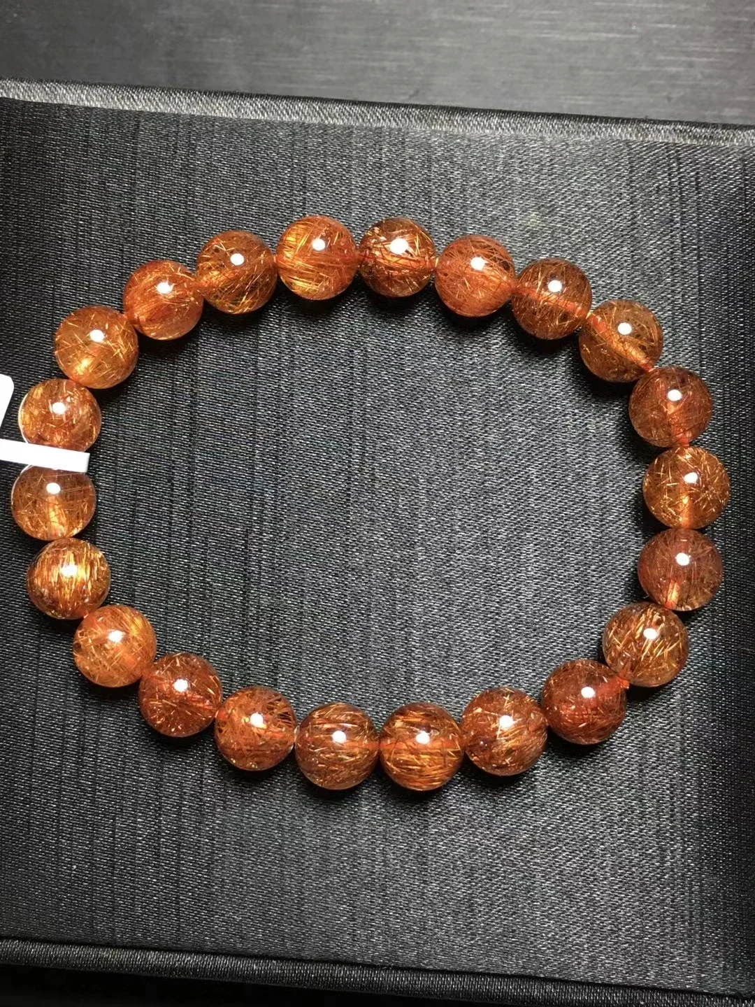 Natural Copper Rutilated Quartz Cat Eye Bracelet Big size Clear Round Beads Rutilated 18.8mm Women Man Bracelet AAAAA