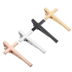 New copper material four-color metal smooth cross tie clip fashion men's wedding dress accessories tie pin jewelry wholesale
