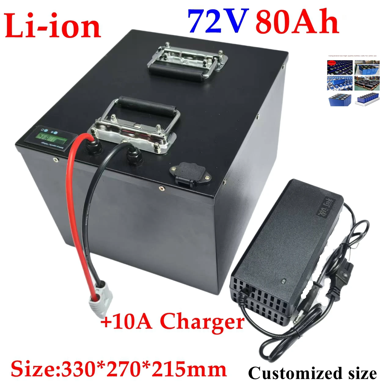 Batterie lithium-ion étanche 72v 80Ah li-ion BMS pour tricycle vélo bakfiet 6000w 7000w chariot élévateur moto EV + chargeur 10A