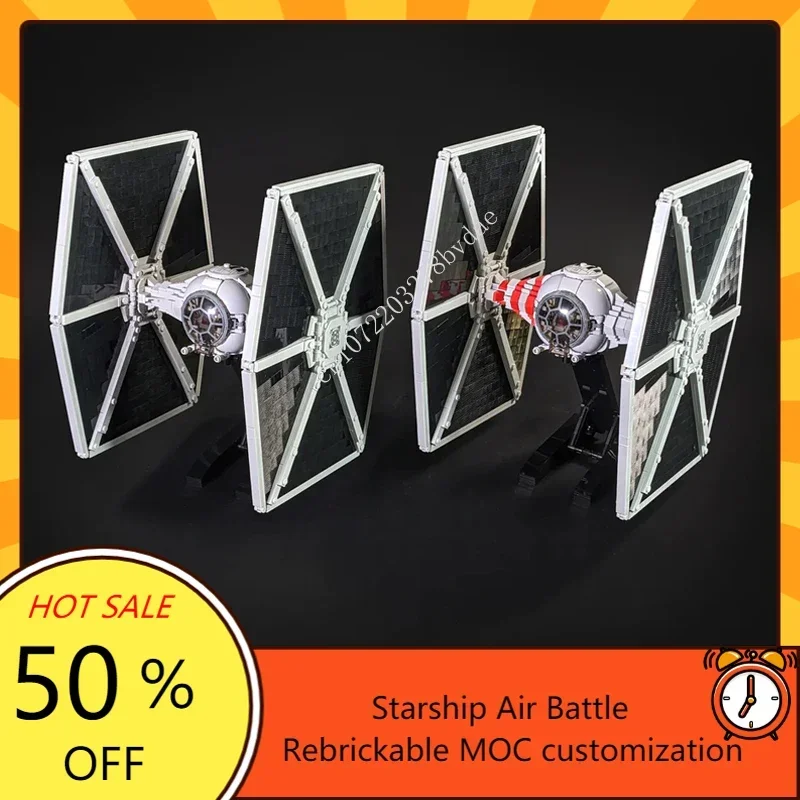 MOC Space Battle Series TIE Fighter With bracket Warship Model Custom Puzzles Technology DIY Assembly Toys Kids Gifts