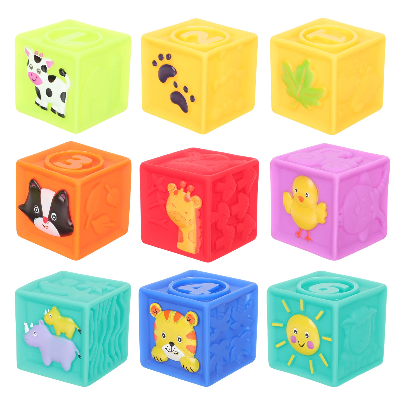 9 Pcs Soft Rubber Building Blocks Baby Kids Toy Set Stacking PVC Toddler Infant Toys