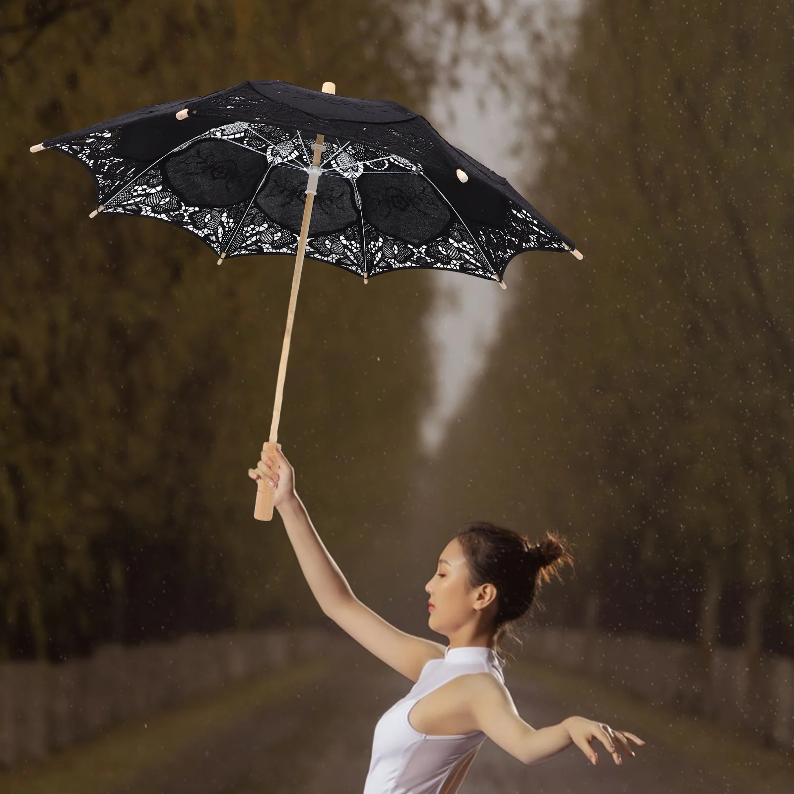 ลูกไม้ร่ม Parasol Vintage สําหรับสาวเจ้าสาวงานแต่งงานร่ม Tea Party ตกแต่ง