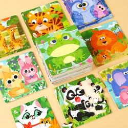 9 pieces wooden children's jigsaw puzzle cartoon animal puzzles for  2-6 years old baby early educational toys for kids gift