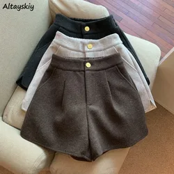 Woolen Shorts Women 3 Colors Warm Soft Loose Basic Vintage Winter Designed High Waist New Gentle Minimalist Korean Style Clothes