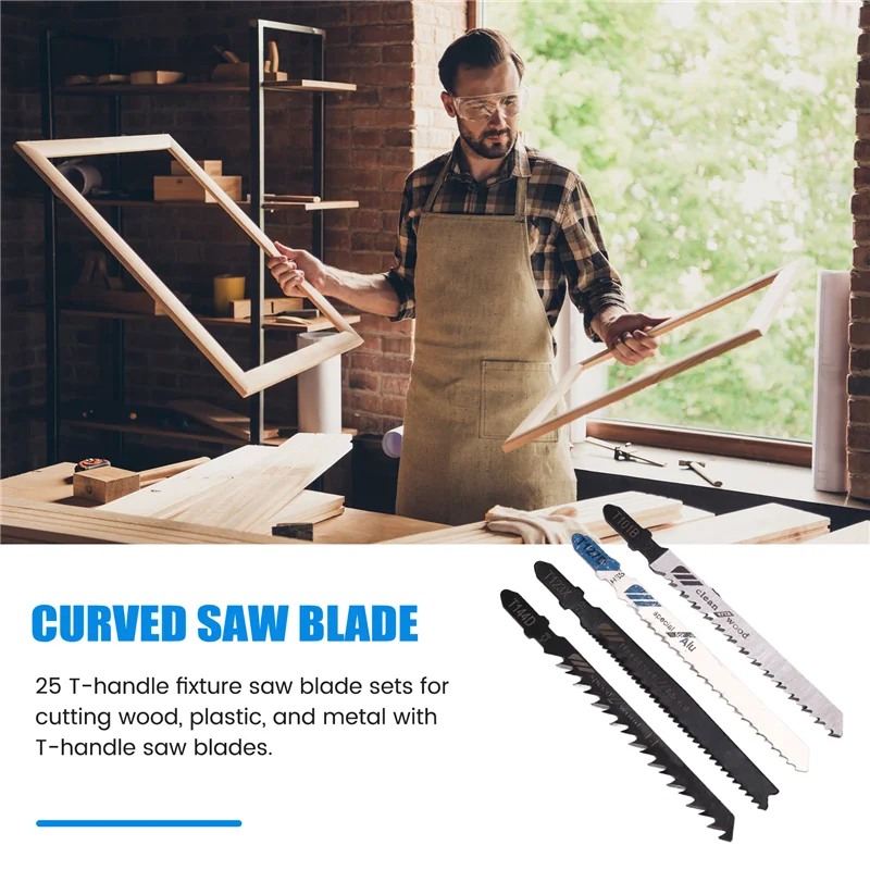 Set di lame per seghetto alternativo con codolo a T A84Z-25 pezzi, lame con codolo a T per taglio di legno, plastica e metallo