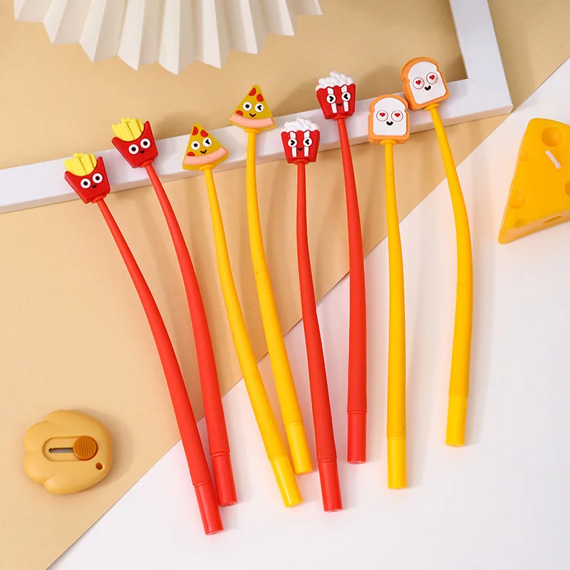 10Pcs/Lot Creative Fast Food Shake Gel Pen Kawaii Hamburg French Fries Pizza Pens 0.5mm Black Ink Writing Office School Supplies