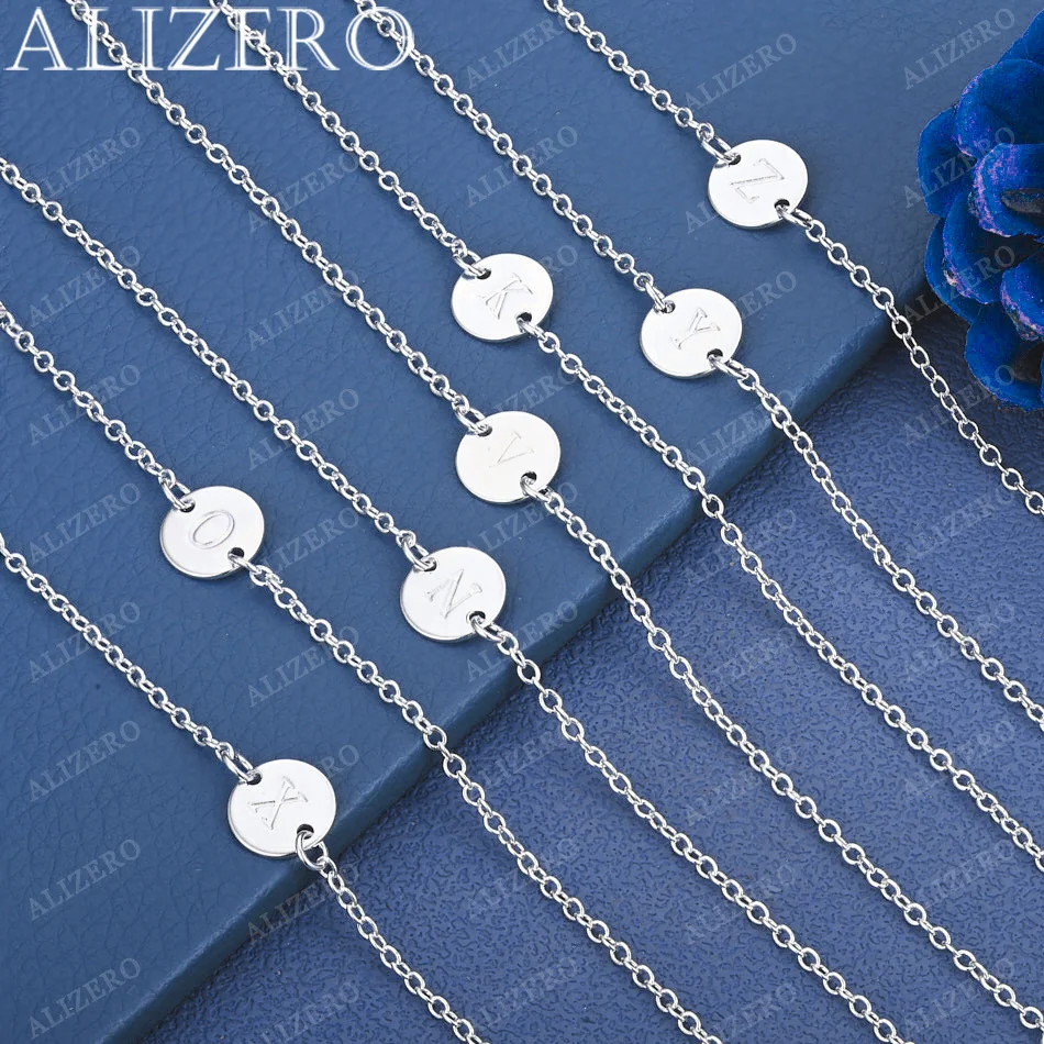 

ALIZERO 925 Sterling Silver 26 Letter Cards Chain Bracelets For Women Fashion Wedding Party Fine Jewelry Christmas Gifts