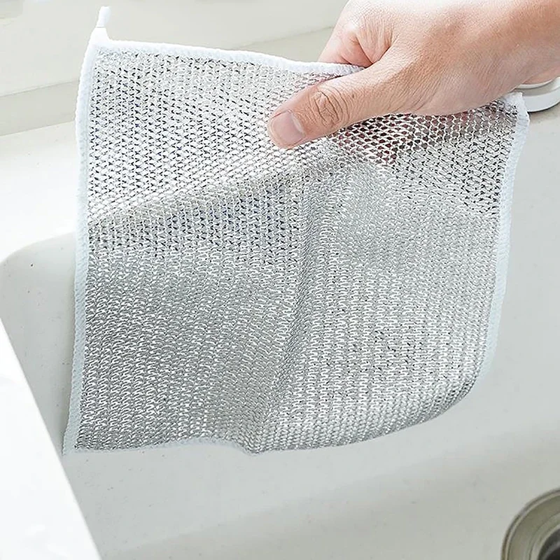 New Mesh Cleaning Cloth Metal Wire Universal Sink Faucet Tea Stain Rag Microwave Gas Stove Dishwashing Scouring Pad