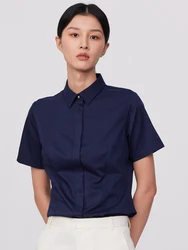 Women's Office Lady Short Sleeve Basic Dress Shirt Without Pocket Female Non-iron Casual Slim-fit Slight Strech Blouse Shirts