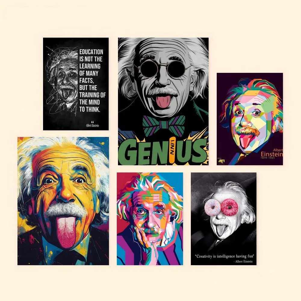 Póster de Albert Einstein, figura A, decoración estética autoadhesiva impermeable HD para pared, decoración estética para el hogar