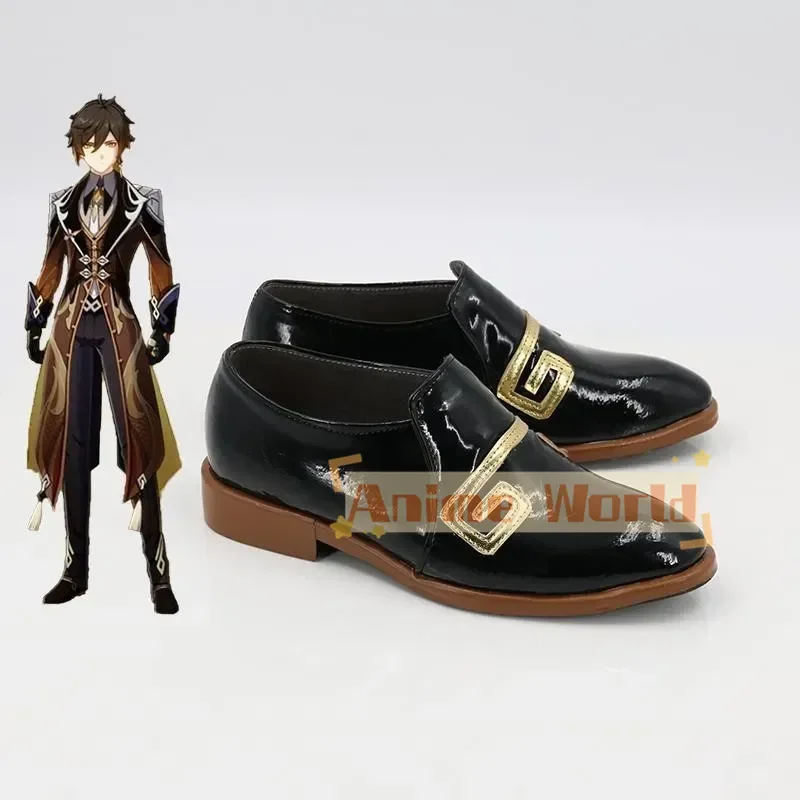 Genshin Impact Zhongli Scarpe cosplay nere Puntelli per feste di carnevale di Halloween su misura