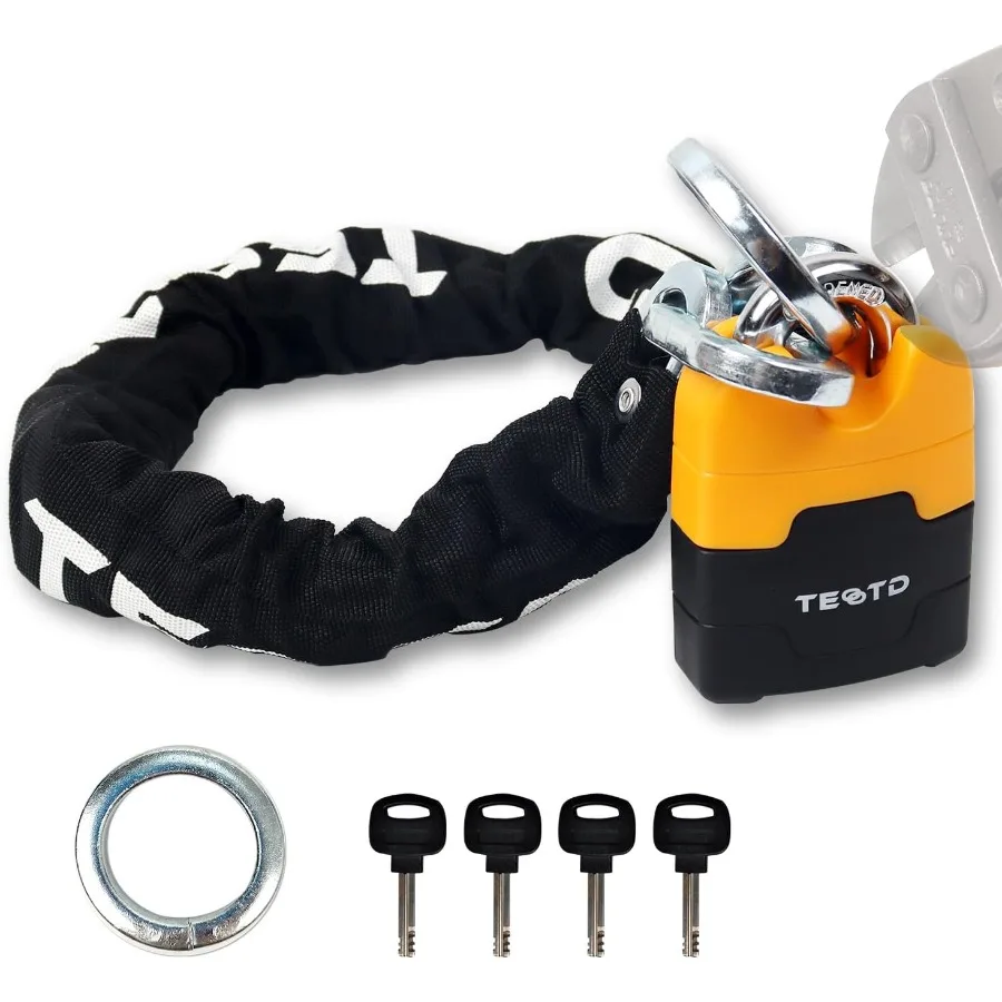 

Heavy Duty AntiTheft Motorcycle Chain Lock with 3ft 90cm Long 10mm Thick Chain and BrightColored Lock for Secure Bicycle and Sc