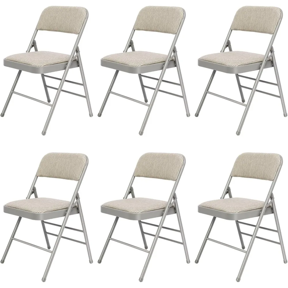 

6 Pack Folding Chairs, Fabric Dining Chair Set with Padded Cushion, Indoor Outdoor Folding Chairs Seat for Home Office Events