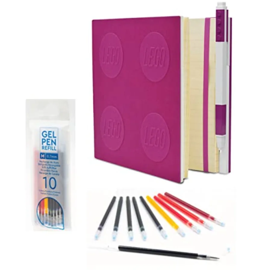 

IQ LEGO Locking Notebook Violet and Gel Pen with Gel Pen Ink Refills