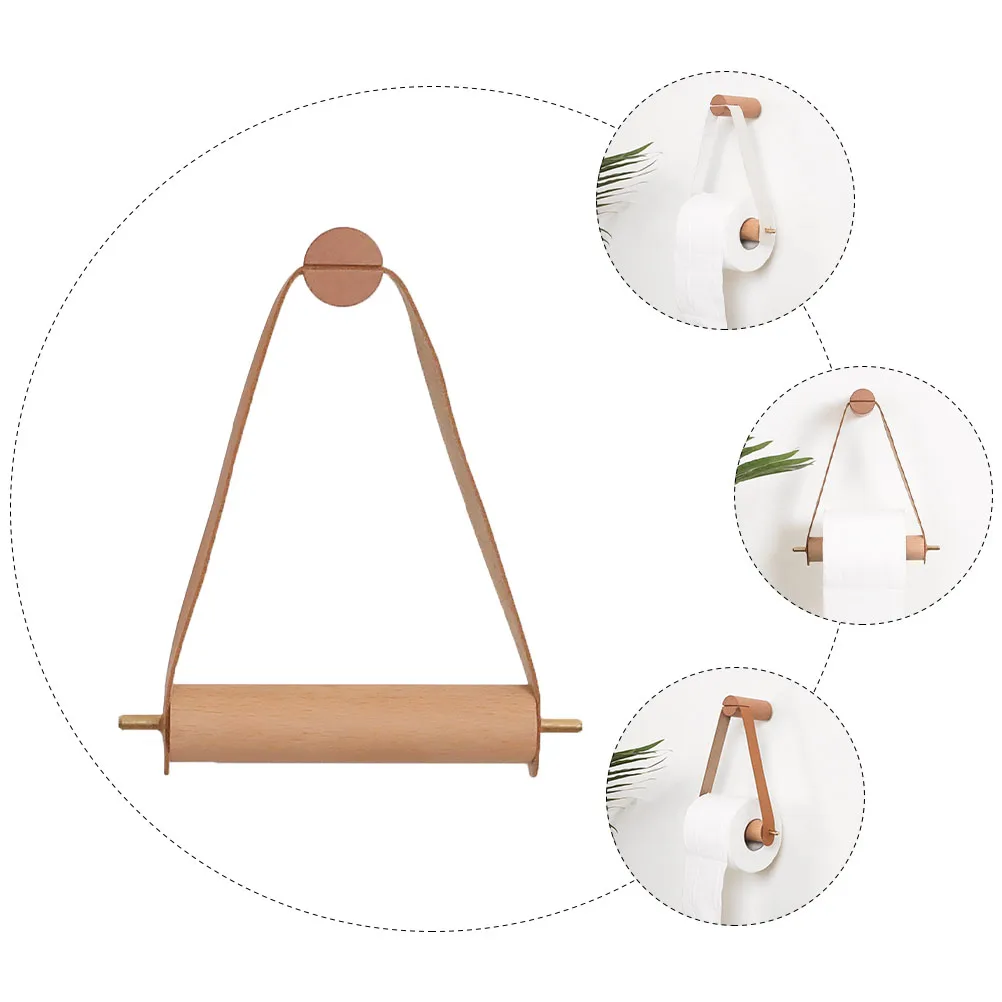 

Wooden Paper Towel Holder Bathroom Supply Storage Rack Square Tissue Stand Decorative Brown
