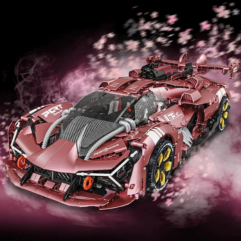 1:8 technische Serie Racing Sport Auto Baustein Stadt mechanische rosa Geschwindigkeit Fahrzeug Modell Ziegel Spielzeug für Kind Weihnachten Geschenk MOC